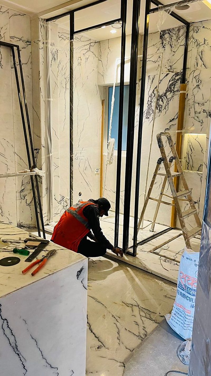 Bathroom marble tile installation — Summit Home Renovation remodeling contractor
